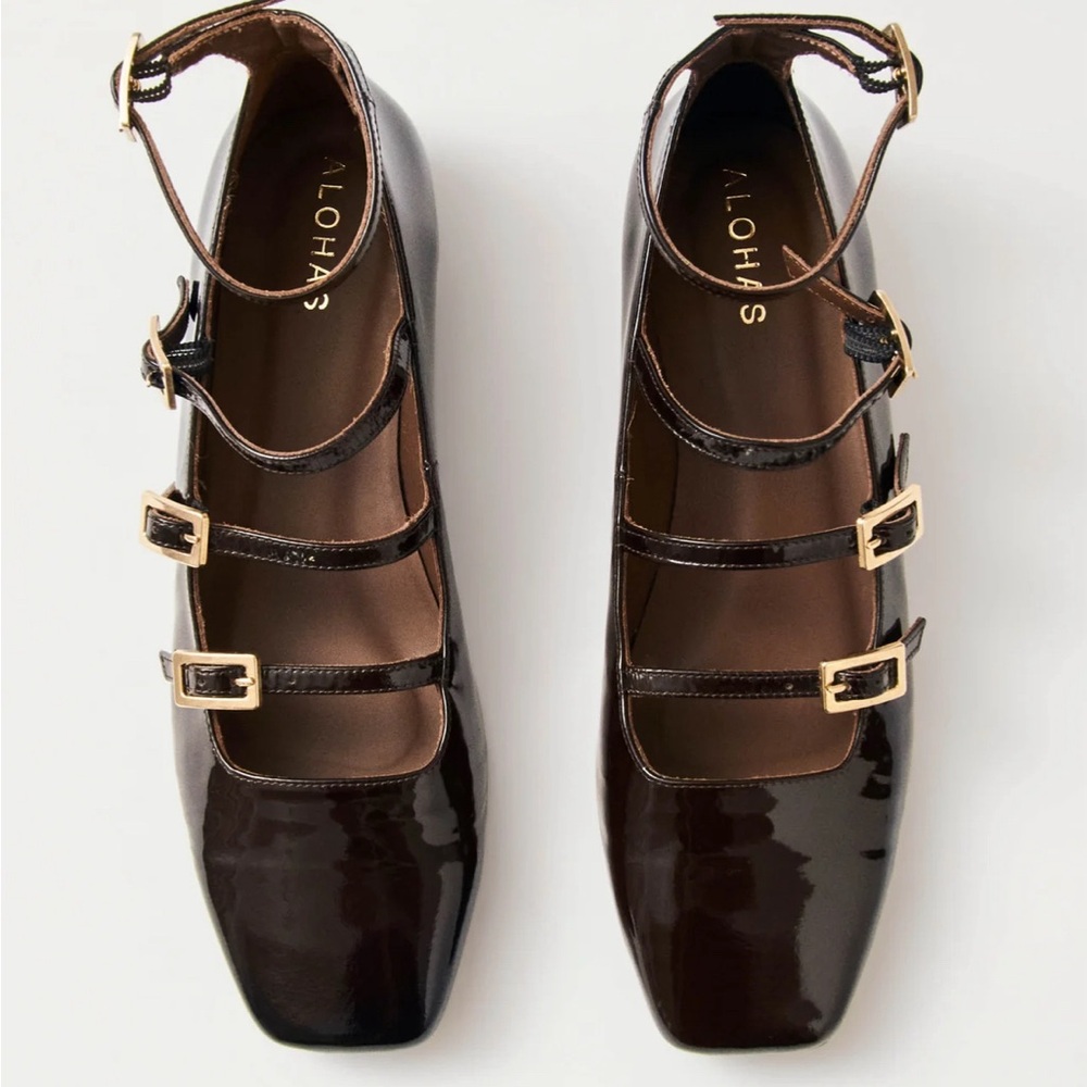 Alohas Luke Onix Coffee Brown Leather Ballet Flats